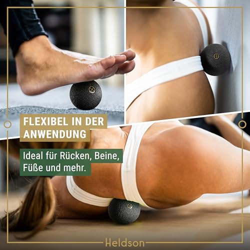 HELDSON® Premium Faszienball klein 2er Set [6cm & 8cm] - Faszien Ball hart - Faszienball für Füße - Massage Ball um Verspannungen in Nacken, Schulter zu lösen - Faszienkugel - Massageball Rücken