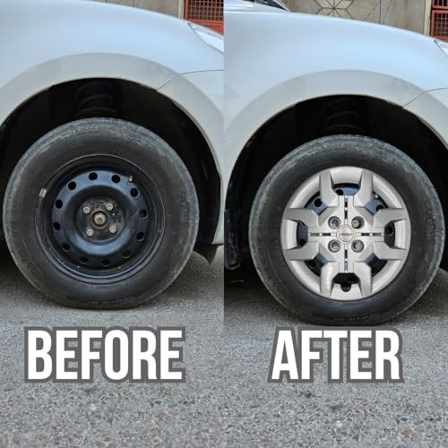 Image of PRIGAN 14 Inch Silver Wheel Cover for Exter (Bolt Fitting) (Set of 4 Pcs) Model- Exter Silver-14