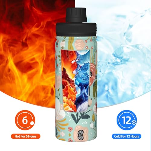 Botella de agua aislada Flowers de acero inoxidable con doble pared térmica 7