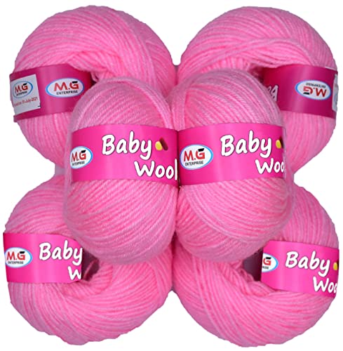 Image of 100% Acrylic Wool Dark Pink (8 pc) Baby Wool Wool Ball Hand Knitting Wool /Art Craft Soft Fingering Crochet Hook Yarn, Needle Knitting Yarn Threa L MPB