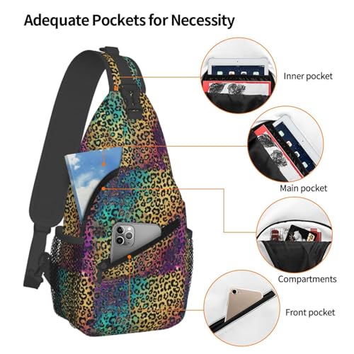 Green Leopard Skin Pattern Cross Chest Bag Large Capacity Bag Travel Hiking Crossbody Bag Daypack for Women Men3