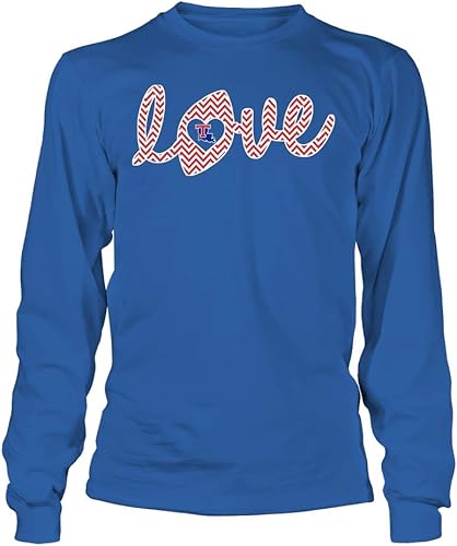FanPrint Louisiana Tech Bulldogs T-Shirt - Football - Love Lowercase - Chevron Pattern - Longsleeve TeeRoyalM