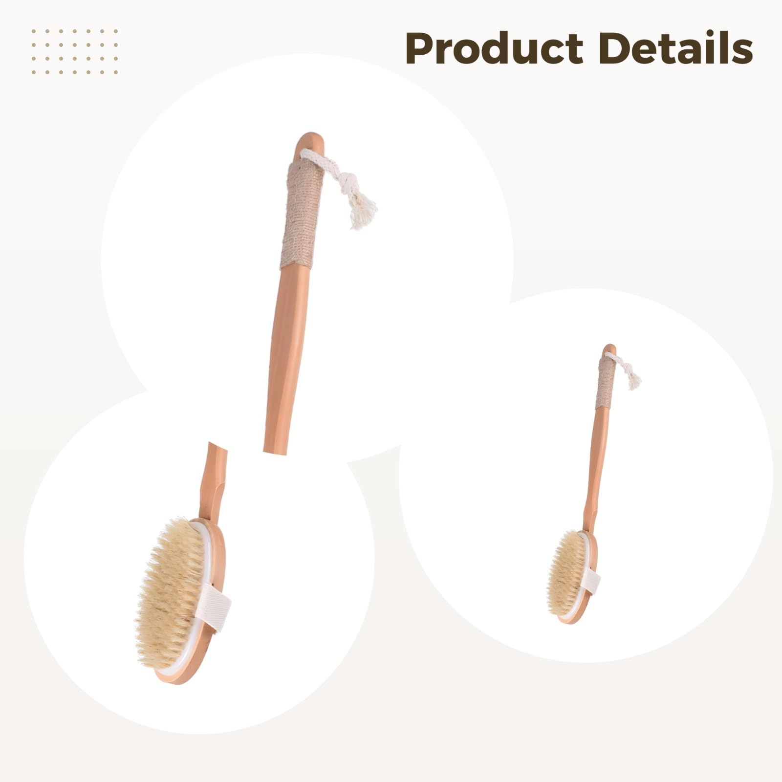5 Stk. Körperbürsten-Set, Trockenbürsten mit langem Griff, Naturborsten, Peeling-Set für Cellulite und Durchblutung, inklusive Gesichtsreiniger