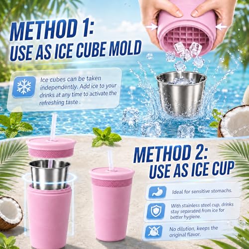 Molde de hielo 3 en 1 con vaso y enfriador universal con pajilla miniatura 3