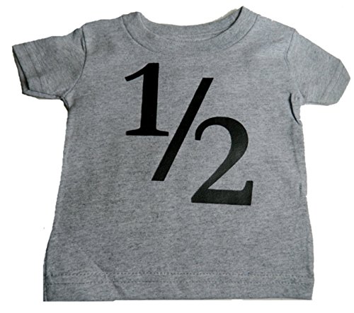 Custom Kingdom Baby Boys' 1/2 One-Half 6 Months Old Birthday T-Shirt Gray (12 Months)
