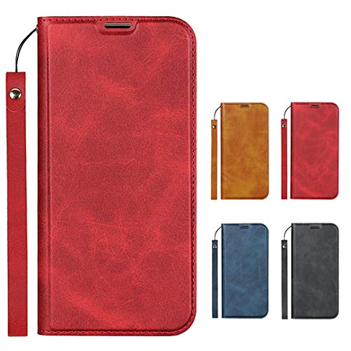 Elick AQUOS R2 SH-03K SHV42 706SH ケース カバー 超薄型 軽量 手帳型 アクオス R2 SH-03K SHV42 706SH ケース 高級PUレザー マグネット式 ストラップ付き カード収納 スタンド機能 アクオスR2 ケース スマホケース ワインレッド