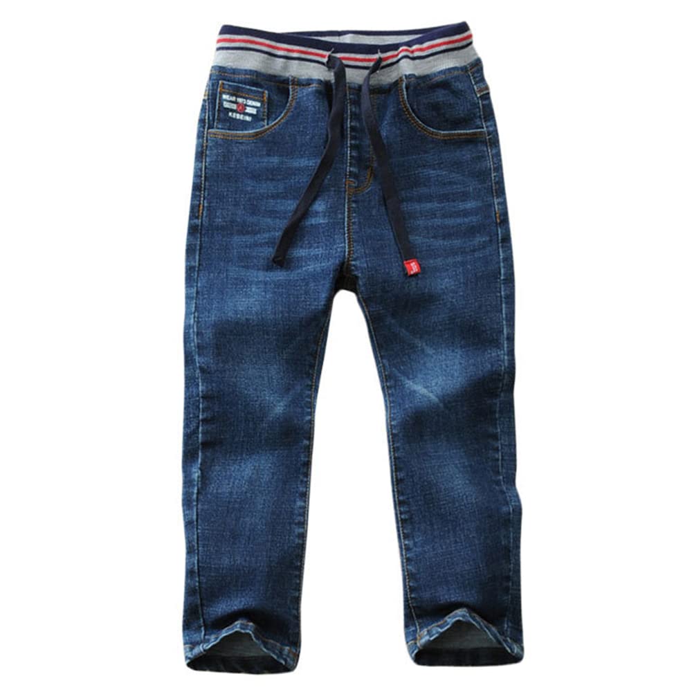 Ragazzo Jeans Pantaloni Denim Bambini Sportivi Casuale Vita Elastica Lungo Caldo Morbido Confortevole