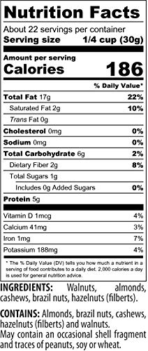 Raw Unsalted Deluxe Omega 3 Mixed Nuts (Almonds, Brazil Nuts, Cashews, Hazelnuts and Walnuts) - All-Natural Non-GMO No Added Salt or Fat - Thumbnail 5