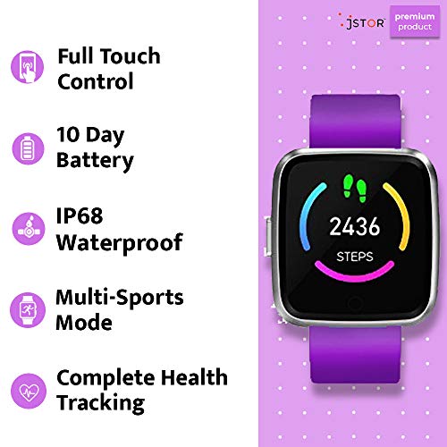 Image of JSTOR Waterproof Y7 Silica Gel Fitness Wristwatch 1.3inch Smart Watch Sports Wristband Activity Tracker with Heart Rate Monitor, Sleep, Step Counter, Call Support for Android & iOS - P37 (Purple)