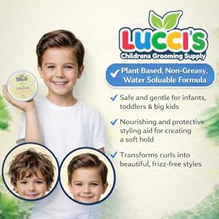 LUCCI’S CHILDRENS GROOMING SUPPLY Baby Hair Gel – 5oz Plant-Based Styling Hair Pomade for Infants – No Parabens or Sulphates – Medium Shine and Strong Hold Hair Paste for Kids