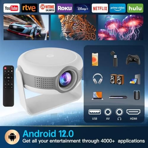 Image of X1 Android 13 Projector, Ultra Bright 7750 Lumens | 1080P, 4K Support, Rotatable Design | Auto & 4D Keystone with Netflix, Prime | WiFi 6 & BT | Screen Mirroring | 720P Native