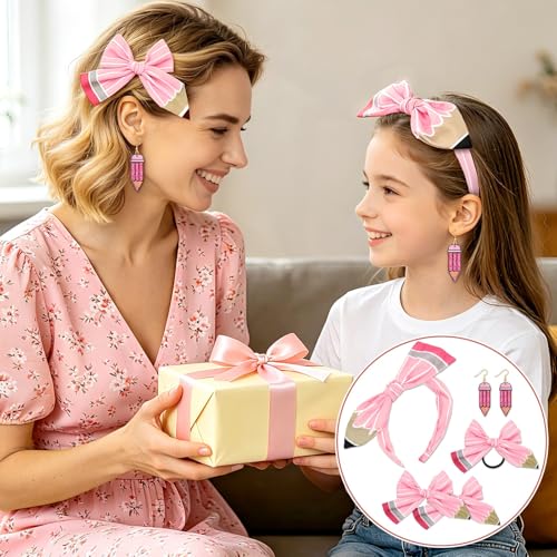 Set Accesorios para Pelo Lazos y Clips en Rosa miniatura 4