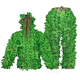 LOOGU Ghillie Suit for Men, 3D Leafy Lightweight Hooded Camouflage Ghillie Breathable Hunting Suit for Jungle Hunting,Shooting,Airsoft,Wildlife Photography,Halloween