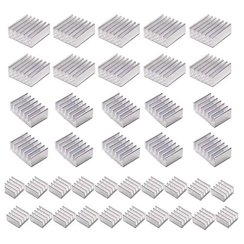 Smalloo 40 PCS Aluminum Heatsinks Kit with Thermal Conductive Adhesive Tape for Raspberry
