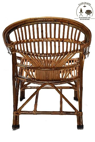 Image of CANE CRAFTS Premium Modern Bamboo Chairs | Relax in Style with Our Handcrafted Cane Chairs | Chairs for Living Room, Dining Room, Bedroom, Office, Garden | Dust Free | Brown (Set of 2)