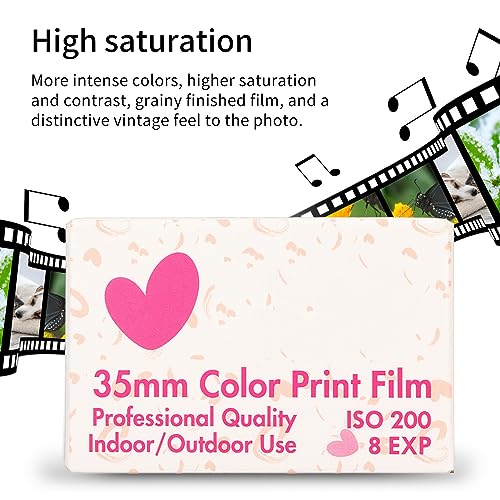 200 Color Negative Film, ISO 200, 8 Exposures, 8 Sheet High Saturation Negative Film for 135 Camera