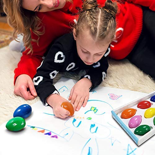Crayons for Toddlers, Palm Grip Crayons Set 9 Colors Non Toxic Crayons Washable Paint Crayons Stackable Toys for Kids 3+ ,Boys and Girls Birthday Easter Gift