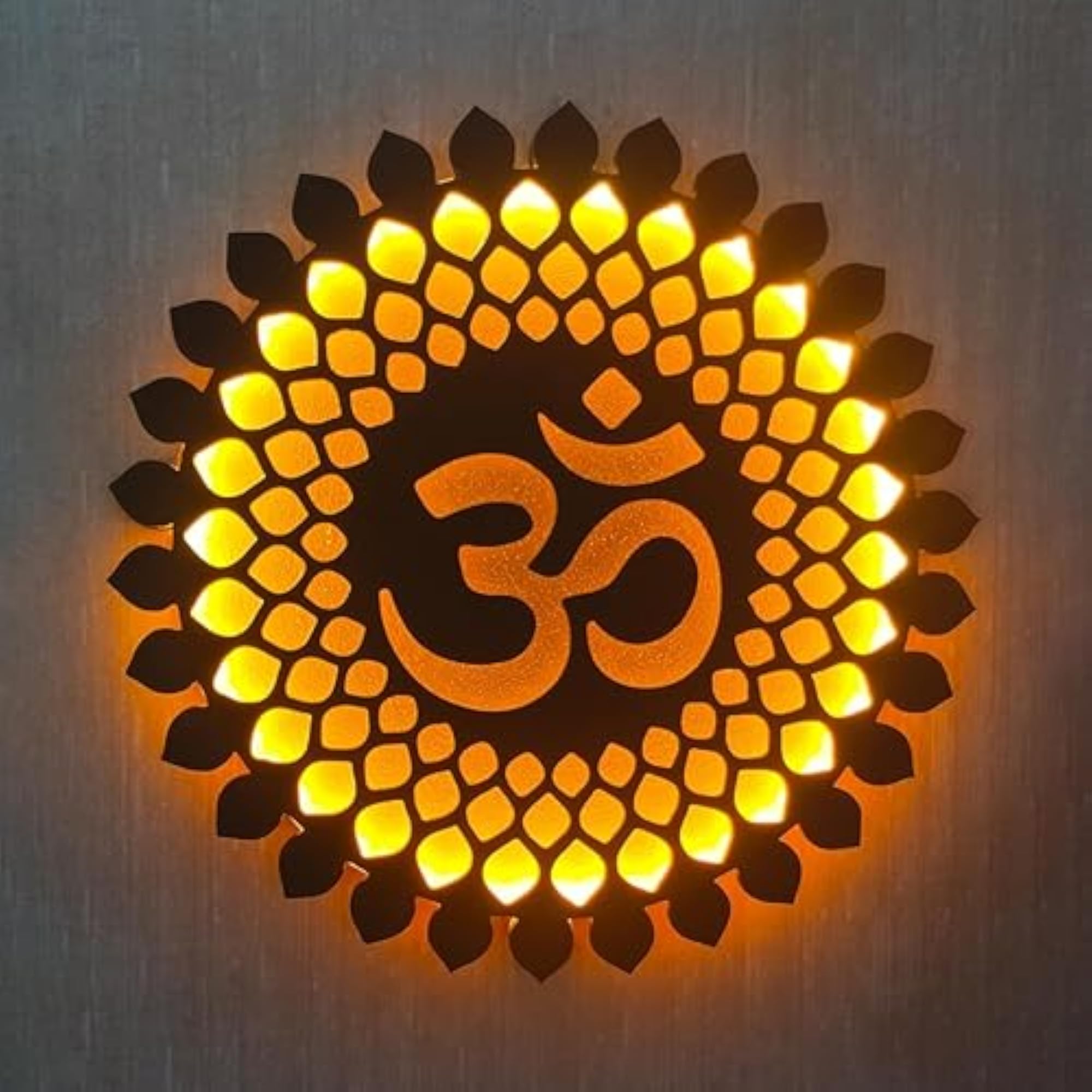 Wood Om Mandala Creation Wall Hanging Backlit Decor