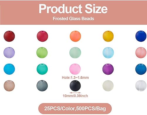 Miniatura 6 de 500pcs 10mm Frosted Glass Beads for Jewelry Making 20 Colors Round Beads Glass Crystal Spacer Beads for DIY Necklaces Earrings Bracelets