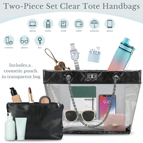 Bolso Tote Transparente con Correa Cadena 2 en 1 para Mujer miniatura 5
