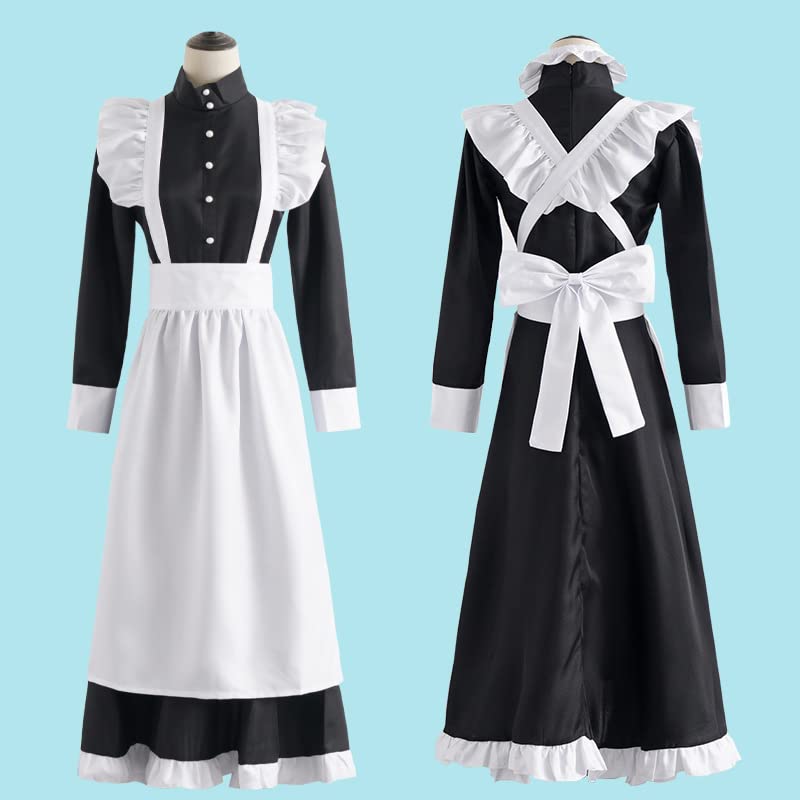 Amazon.co.jp: メイド服 ロングスカート 英国風 コスプレ衣装 長袖