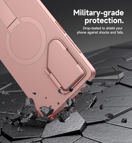 Image of SURITCH for Samsung Galaxy S25 Ultra Phone Case, Magnetic Protective Cover with Camera Cover & Adjustable Metal Kickstand for Galaxy S25 Ultra (2025)-Pink