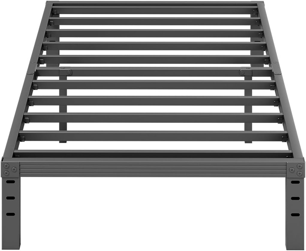 ZIYOO Twin Bed Frames, 12 Inches Platform Bed Frame, 2000lbs Heavy Duty Steel Slat, Non-Slip Design, No Box Spring Needed, Easy Assembly, Quiet Noise Free, Under Bed Storage Space, Black