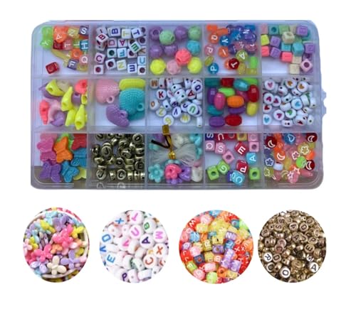 Kit de Miçangas Coloridas Infantil para Montar Pulseiras, Iniciante, Aprendizado, Brincar e Aprender