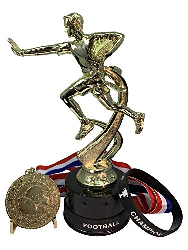 Express Medals Boys Flag Football Trophy Award Packs That Include Matching Wrist Bands and Gold Medals with Neck Ribbons - (Pack of 3)