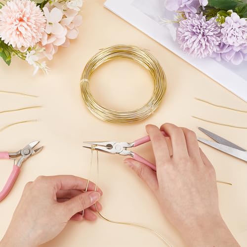SUNNYCLUE 30M Aluminum Crafting Wire 1.2mm Jewellery Wire 17 Gauge Aluminum Wire Gold Bendable Metal Craft Wire Bendable Metal Wire for Jewellery Making Wire Wrapping Beading Sculpting Floral Modeling - Image 3