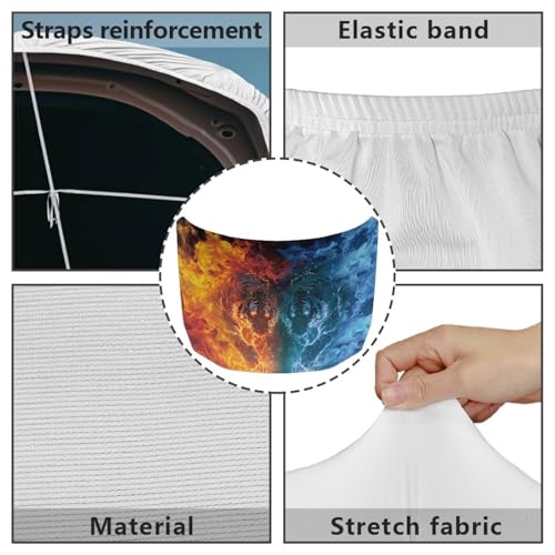 Image of Car Hood Cover Protector, A Washable Automotive Accessory with Flaming Tiger Design for Car Front Hoods