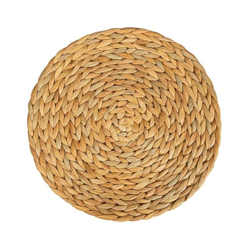 JOINPAYA Mantel Individual Redondo de Paja Acuática 30 Cm, Tapete Aislante Resistente al Calor para Mesa de Comedor, Posavasos Artesanal Tejido Estilo Pastoral para Vajilla y Tetera