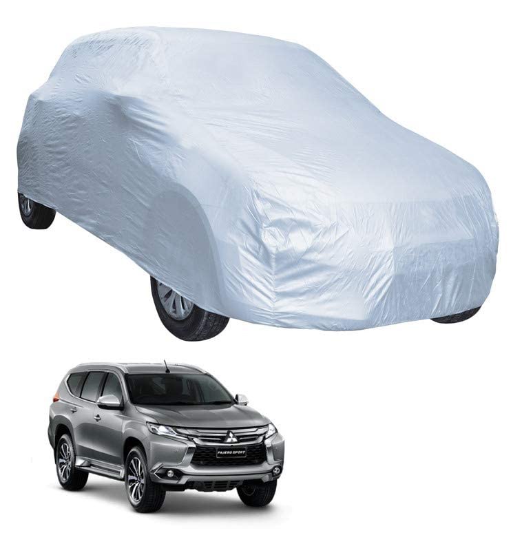 Image of Auto Hub Car Cover Compatible with Mitsubishi Pajero Sport New with Weather Proof, Triple Stitched, Pajero Sport Car Cover- Plain Silver