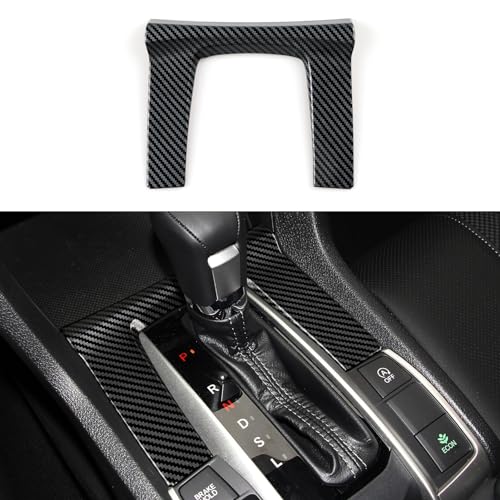 Image of Car Gear Shift Panel Decals for 2016 2017 2018 2019 2020 2021 Honda Civic Accessories 10th Gen ABS Carbon Fiber Interior Stickers