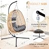 LHBCraft Hanging Egg Chair with Stand, Patio Wicker Swing Chair, Hammock Style with 350LBS Capacity for Bedroom, Balcony, or Garden (Yellow-Grey)