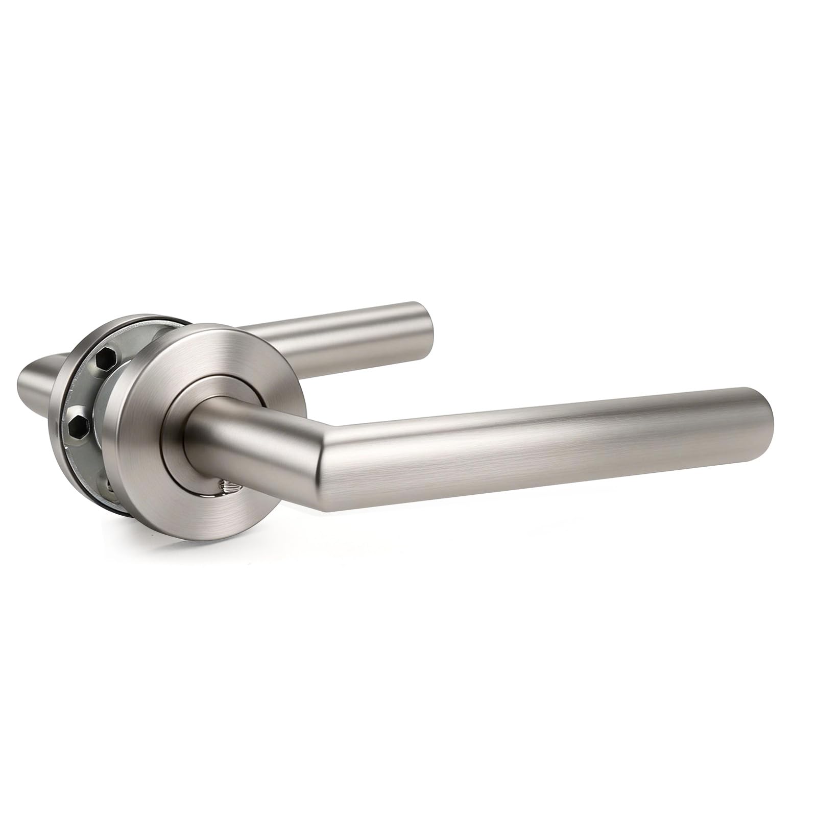 Brotima Satin Nickel Internal Door Handle, Non-Locking Handle for Hallway Doors, 1 Pair Door Lever
