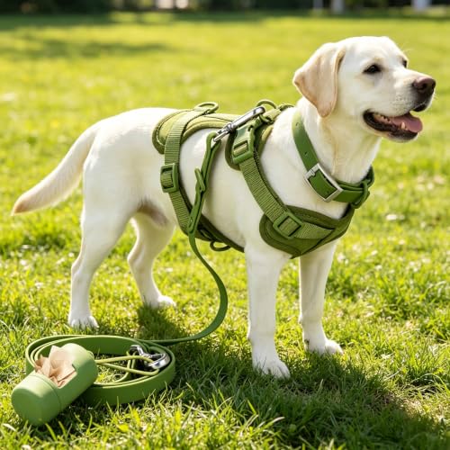 KitchMingle 4-in-1 No-Pull Dog Harness Set (Olive Green, S) — view 6