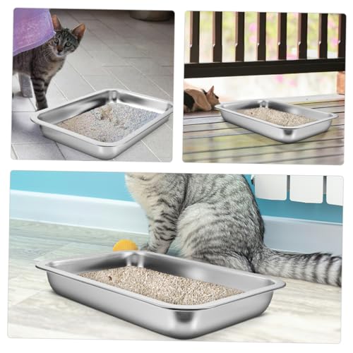 Bac à litière acier durable et compact pour chat de style moderne