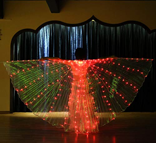 Led Isis Wings Carnival Halloween Shows Belly Dance Isis Wings Costume For Edc(Wings With Sticks, Red) #TOP1