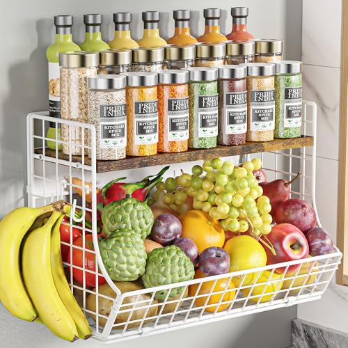 Magnetic Shelf for Fridge with Wood Lid, Fruit Potato and Onion Storage Bins - image 1