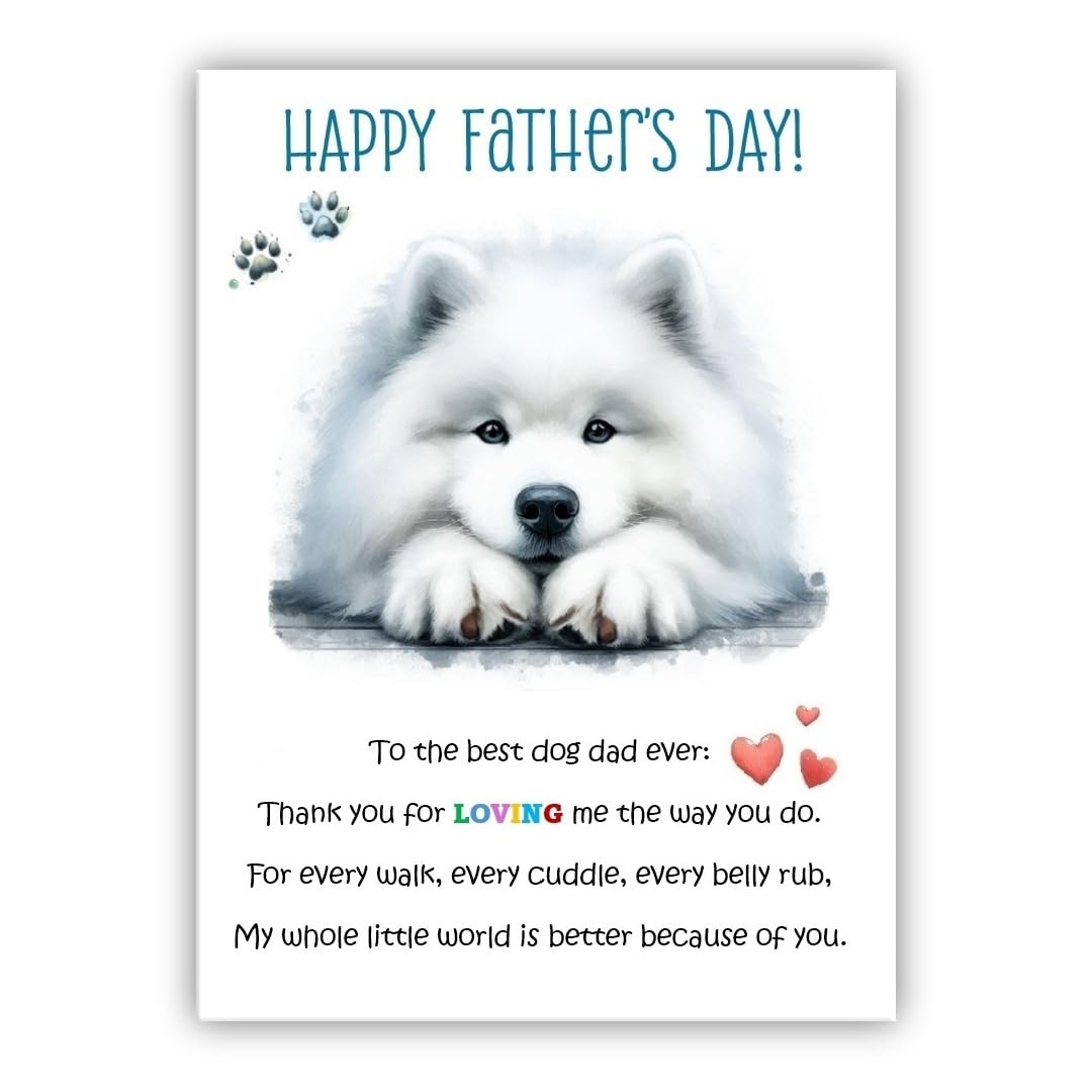Father’s Day Card From the Dog. Multiple Breeds Available. Cute Fathers Day Pet Card. To The Best Dog Dad. (• Samoyed)