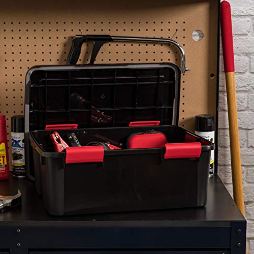 Image of IRIS USA WeatherPro 31 Qt Storage Bins with Lids, 4 Pack, BPA-Free Plastic Gasket Box with Tight Latch and Seal, Stackable Nestable Tote Tub - Black /Red