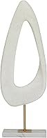 Deco79 White Polystone Abstract Sculpture with Marble Stand - Modern Cut-Out Decor Statue 7x3x20 Inches