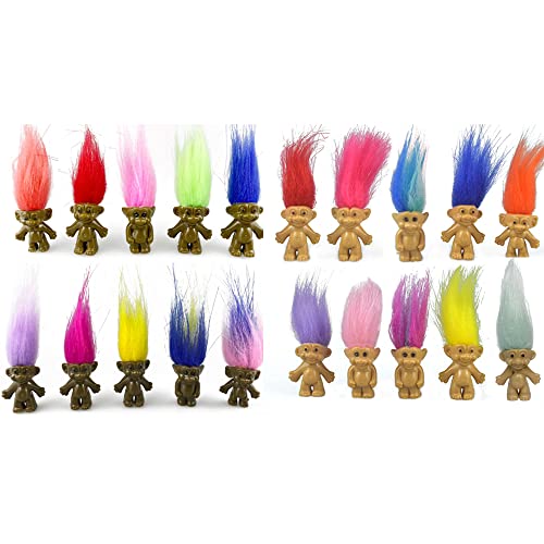 20packs Lucky Troll Dolls Set,PVC Vintage Lucky Doll Chromatic Adorable for Collections, School Project, Arts and Crafts, Party Favors. (Style1-20packs)