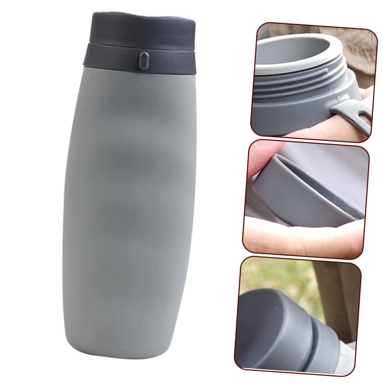 MILISTEN Reisenwasserkessel Faltbare wasserflasche Foldable Water Bottle Krüge Wasserflaschen Wandern zusammenklappbare Wasserbecher Faltbecher Kieselgel Grey Wiederverwendbar