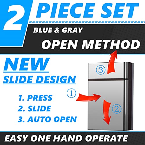 Roygra Cigarette Case 20 Capacity, Aluminum Automatic Slider - 2 Pack (Red + Gold, 85Mm King Size) #TOP1