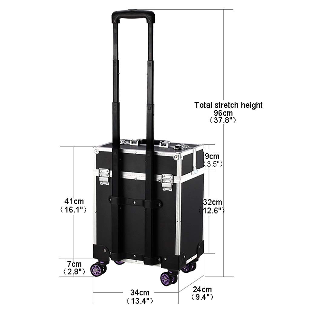 Cassetta degli Attrezzi Valigetta per Attrezzi in Lega di Alluminio Multifunzione Rolling Cosmetic Case Train Case Makup Trollry Beauty Vassoi Multistrato Grande Viaggio Cosmetic B