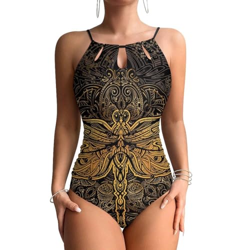 Maillot de bain une pièce rouge libellule de qualité supérieure