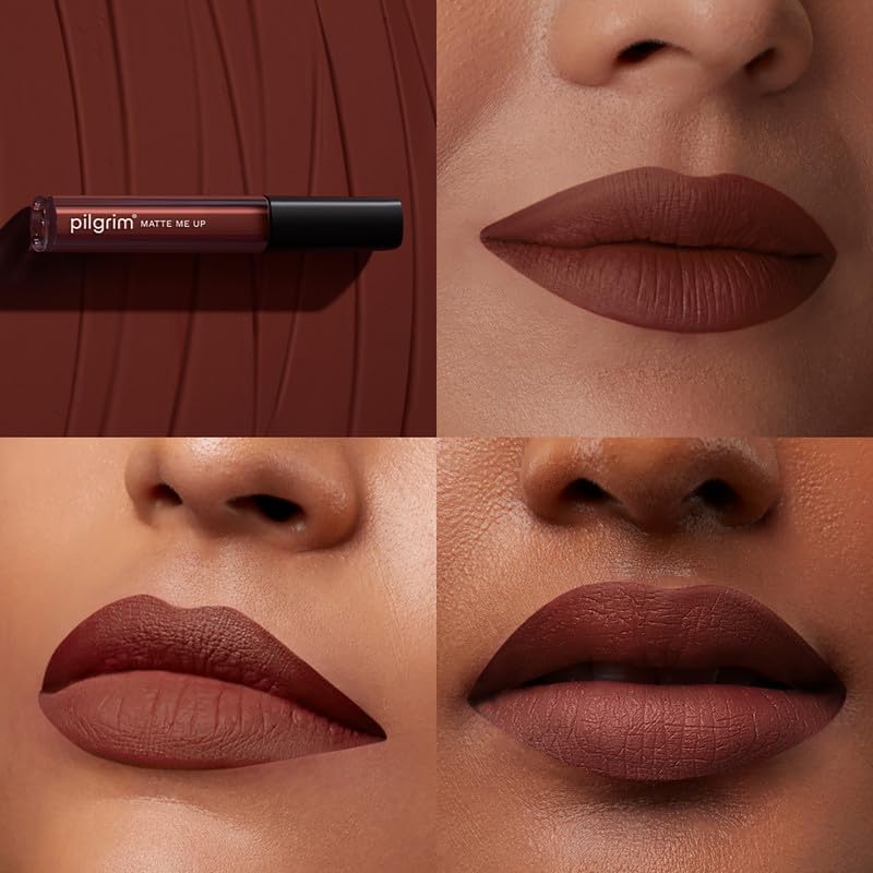 Pilgrim Liquid Matte Lipstick - Bossy Brown | Lipstick for Women with Hyaluronic Acid & Spanish Squalane | Transferproof, Long Lasting & Non Drying with Hydrating Ingredients 3gms - Image 3