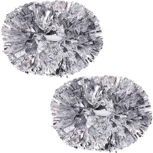 Valcatch Pom Poms Cheerleading with Baton Handle Multicolor Cheerleader Pompoms for Kids Adult Team Spirit Cheer Cheering Squard Games Sport Accessories for Celebrations,Pack of 2